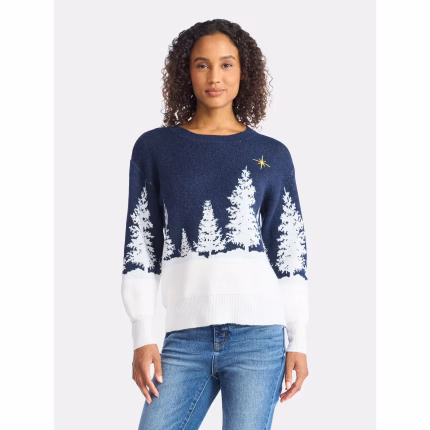 Holiday Time Women's & Women's Plus Pretty Christmas Sweater, Sizes XXS-4X